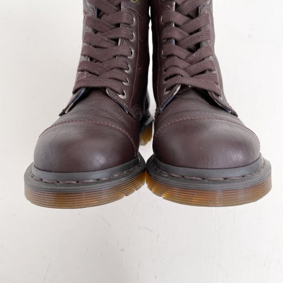 Dr. Martens Brown Leather Aimilie Lace Up Fold Over Boots Triumph Women's Size 6 - Picture 5 of 12